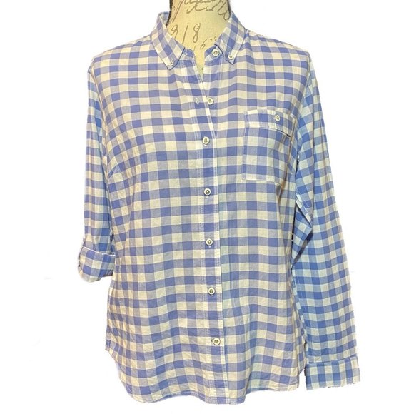 Eddie Bauer Tops - Eddie Bauer Roll-up Long Sleeve Checkered Button Down shirt Size M Women’s